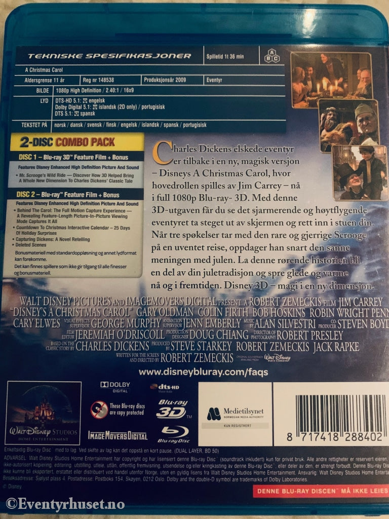 Disney Blu-Ray. A Christmas Carol. 3D. Blu-Ray Disc