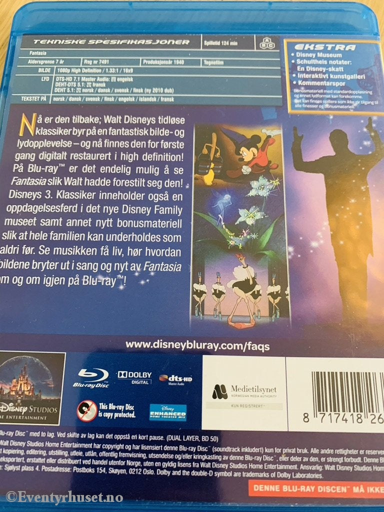 Disney Blu-Ray Gullnummer 03. Fantasia. 1967. Spesialutgave. Blu-Ray Disc