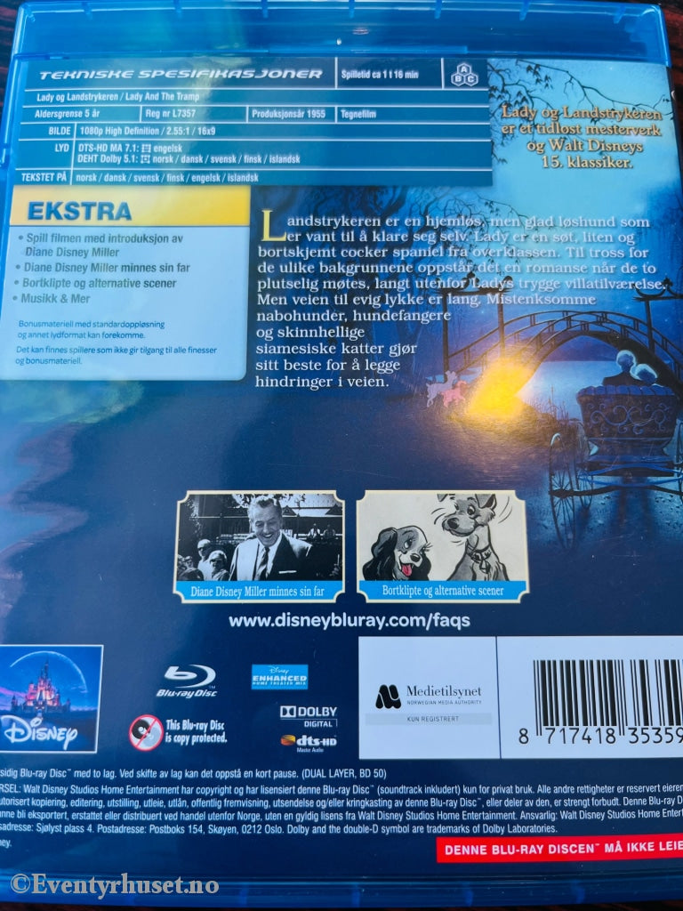 Disney Blu Ray Gullnummer 15. Lady Og Landstrykeren. Blu-Ray Disc