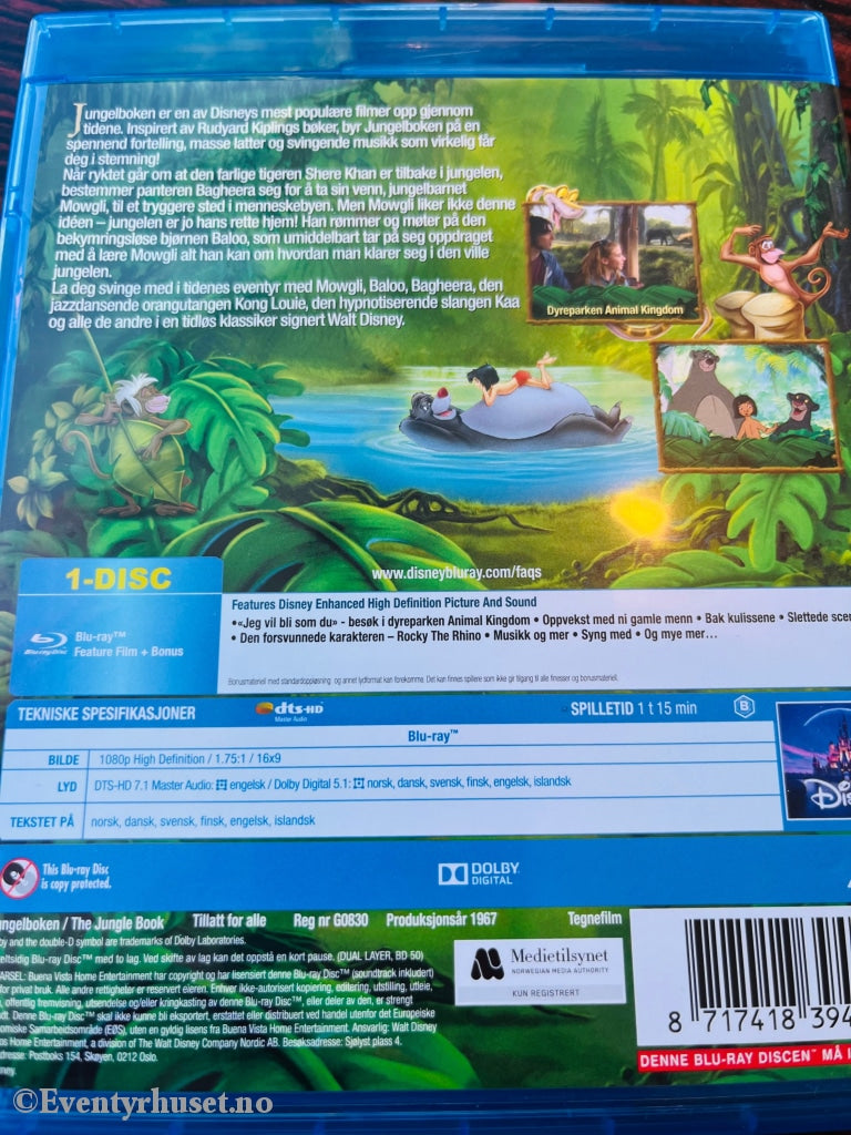 Disney Blu Ray Gullnummer 19. Jungelboken. Blu-Ray Disc