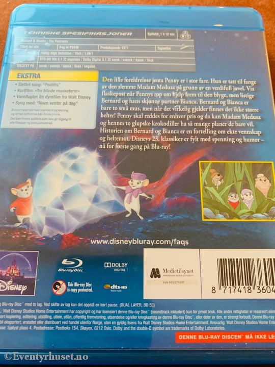 Disney Blu Ray Gullnummer 23. Bernard Og Bianca. Blu-Ray Disc