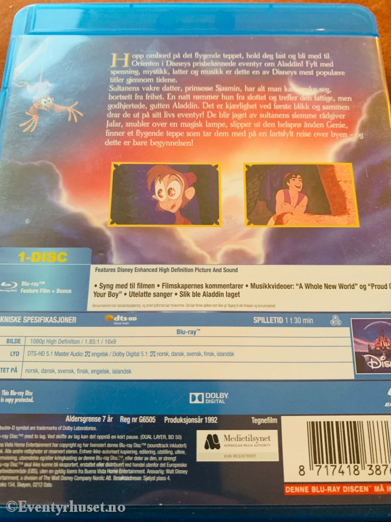 Disney Blu Ray Gullnummer 31. Aladdin. Blu-Ray Disc