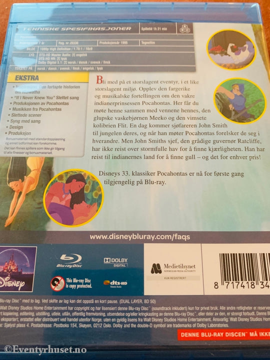 Disney Blu Ray Gullnummer 33. Pocahontas. Blu-Ray Disc