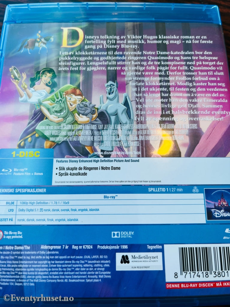 Disney Blu-Ray Gullnummer 34. Ringeren I Notre Dame. Blu-Ray Disc