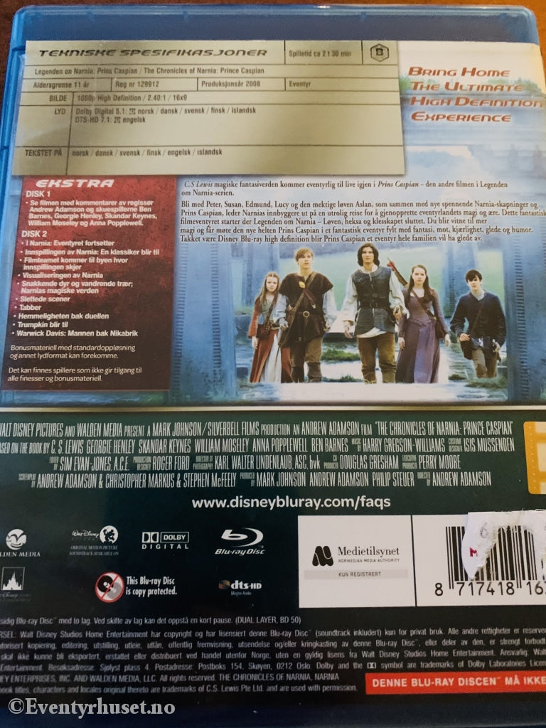 Disney Blu-Ray. Legenden Om Narnia - Prins Caspian. Blu-Ray Disc