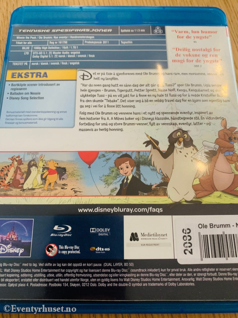 Disney Blu-Ray. Ole Brumm - Nye Eventyr I Hundremeterskogen. 2011. Leiefilm. Dvd