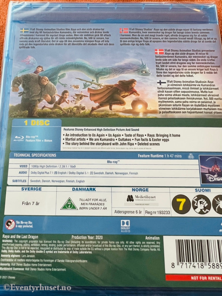 Disney Blu-Ray. Rava And The Last Dragon. Ny I Plast! Blu-Ray Disc