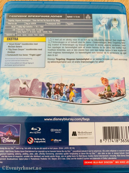 Disney Blu-Ray. Tingeling Og Vingenes Hemmelighet. 2012. Blu-Ray Disc
