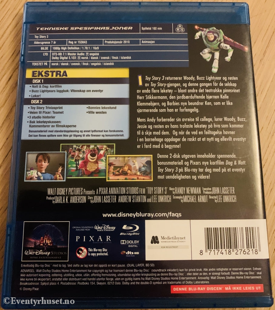 Disney Blu-Ray. Toy Story 3. Blu-Ray Disc