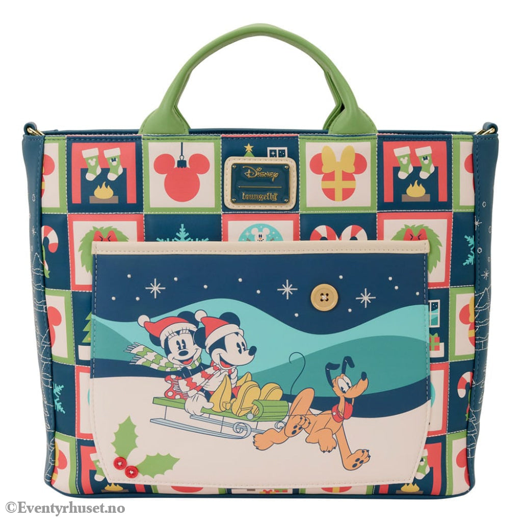 Disney by Loungefly Canvas Tote Bag Mickey and Minnie Holiday Fashion & Accessories