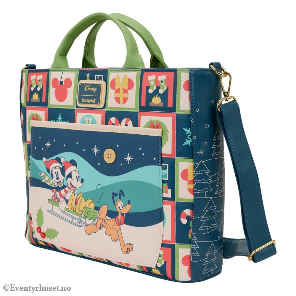 Disney by Loungefly Canvas Tote Bag Mickey and Minnie Holiday Fashion & Accessories