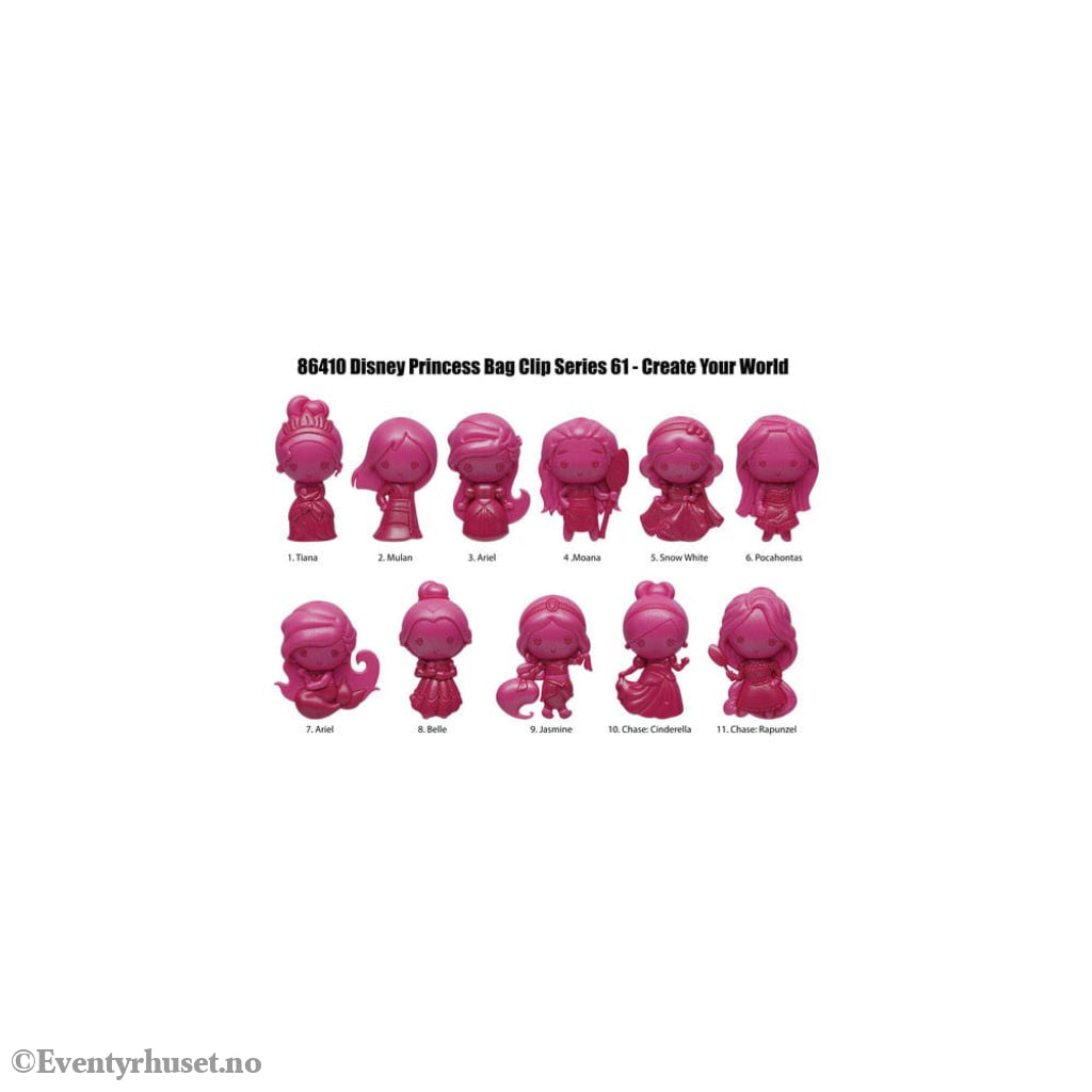 Disney Create your World 3D PVC Bag Clip Princess Series 64 Display (24) Fashion & Accessories