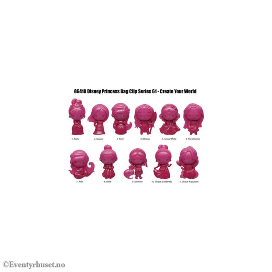 Disney Create your World 3D PVC Bag Clip Princess Series 64 Display (24) Fashion & Accessories