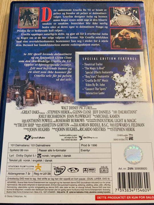 Disney Dvd. 101 Dalmatinere. Spesialutgave. Dvd