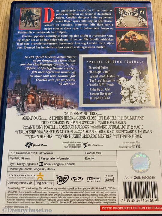 Disney Dvd. 101 Dalmatinere. Spesialutgave. Dvd