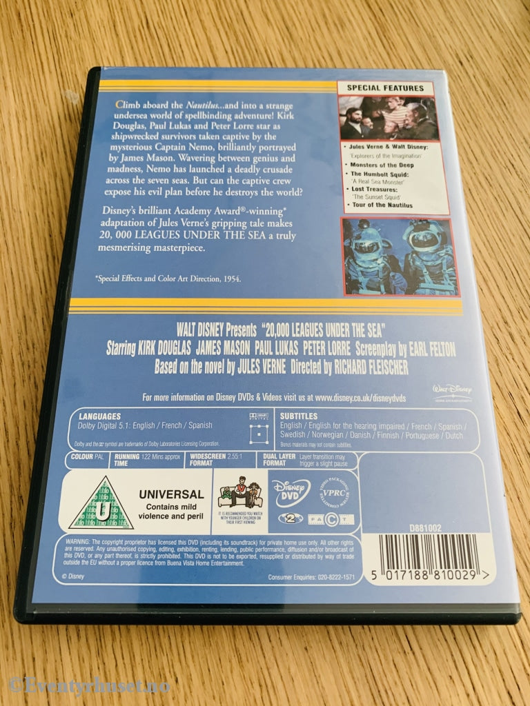 Disney Dvd. 20.000 Leagues Under The Sea. Norsk Tekst. Dvd