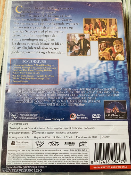 Disney Dvd. A Christmas Carol (En Julefortelling). 2009. Ny I Plast! Dvd