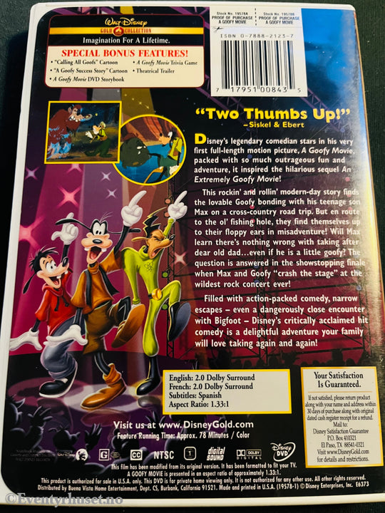 Disney Dvd. A Goofy Movie (Gold Collection). Dvd