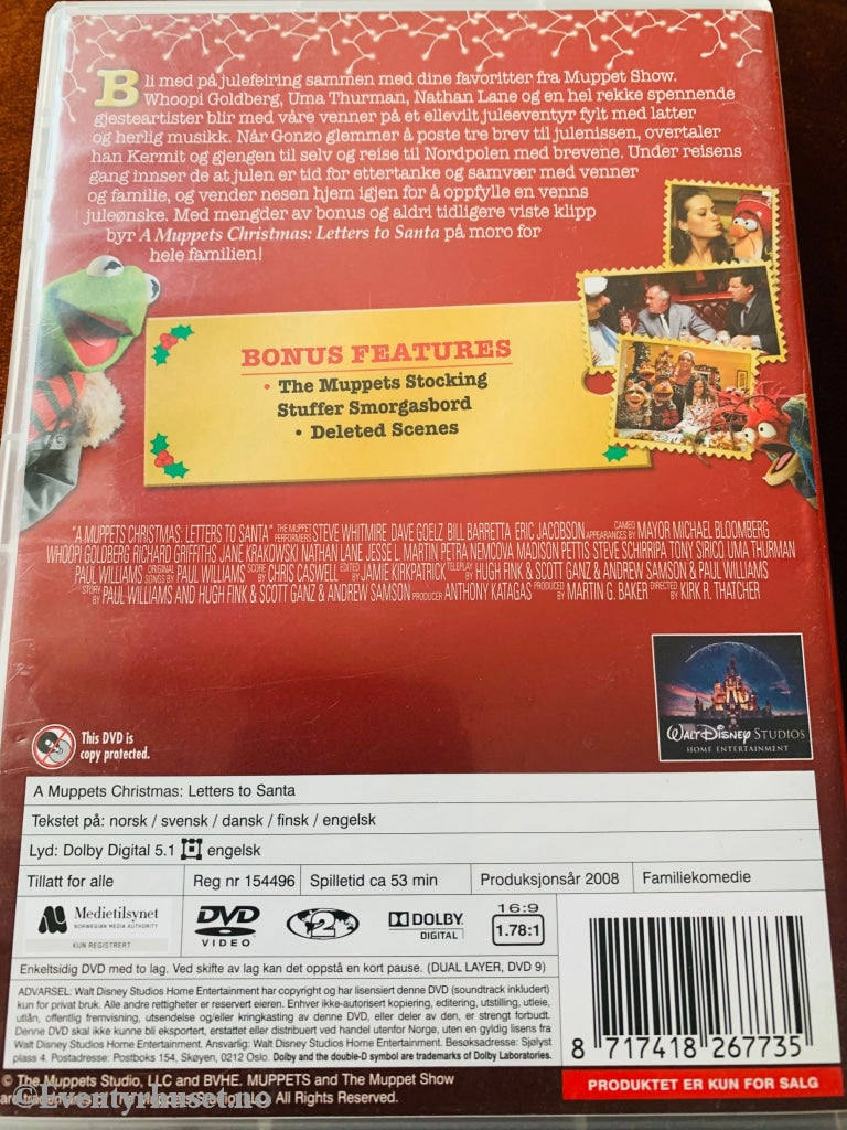 Disney Dvd. A Muppets Christmas - Letters To Santa. Dvd