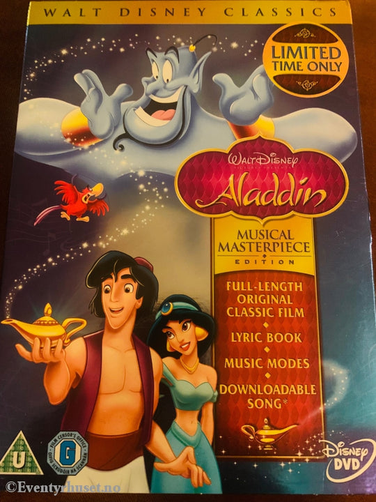 Disney Dvd. Aladdin Sing-Along Spesialutgave. Slipcase. Dvd