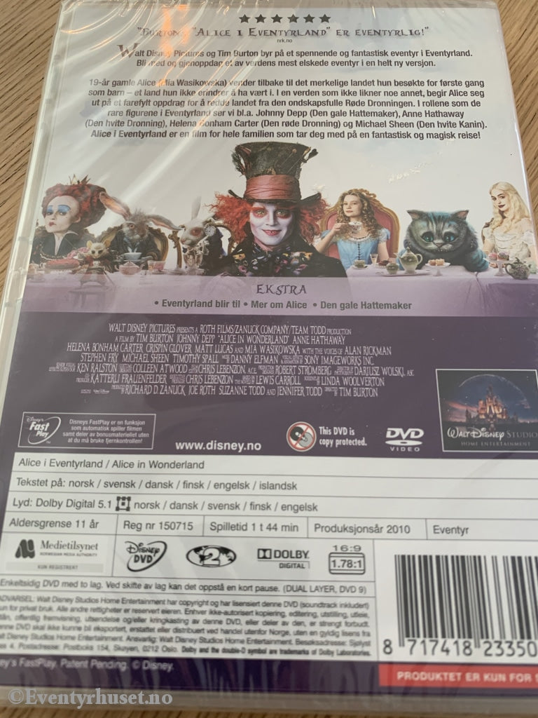 Disney Dvd. Alice In Wonderland. Ny I Plast! Dvd