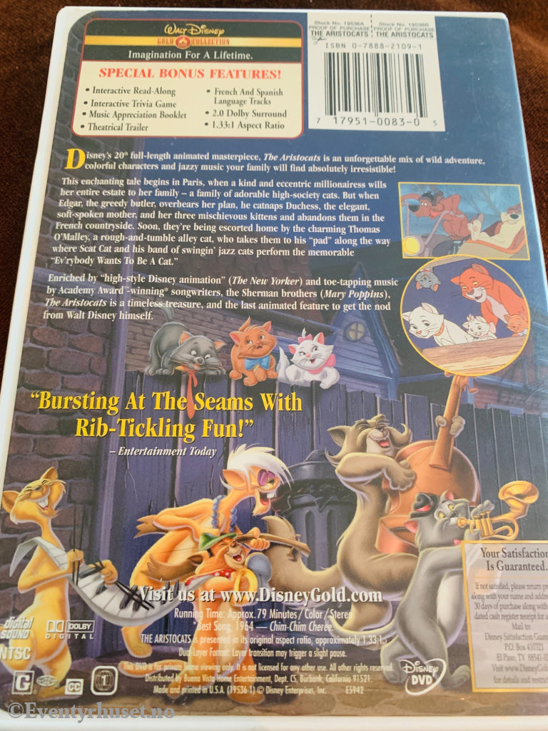 Disney DVD. Aristocats (Gold Collection). Solgt i Norge! DVD