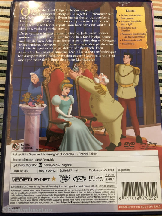Disney Dvd. Askepott 2. 2001. Dvd