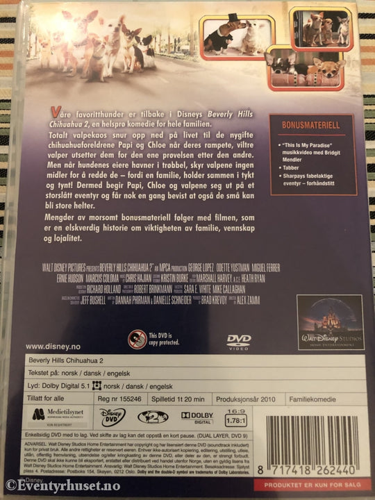Disney Dvd. Beverly Hills Chihuahua 2. 2010. Dvd