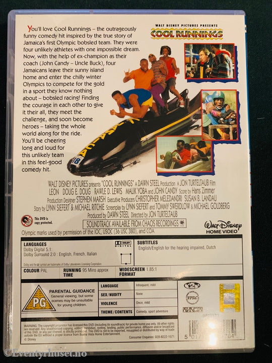 Disney Dvd. Cool Runnings (Kalde Rumper). 1993. Dvd