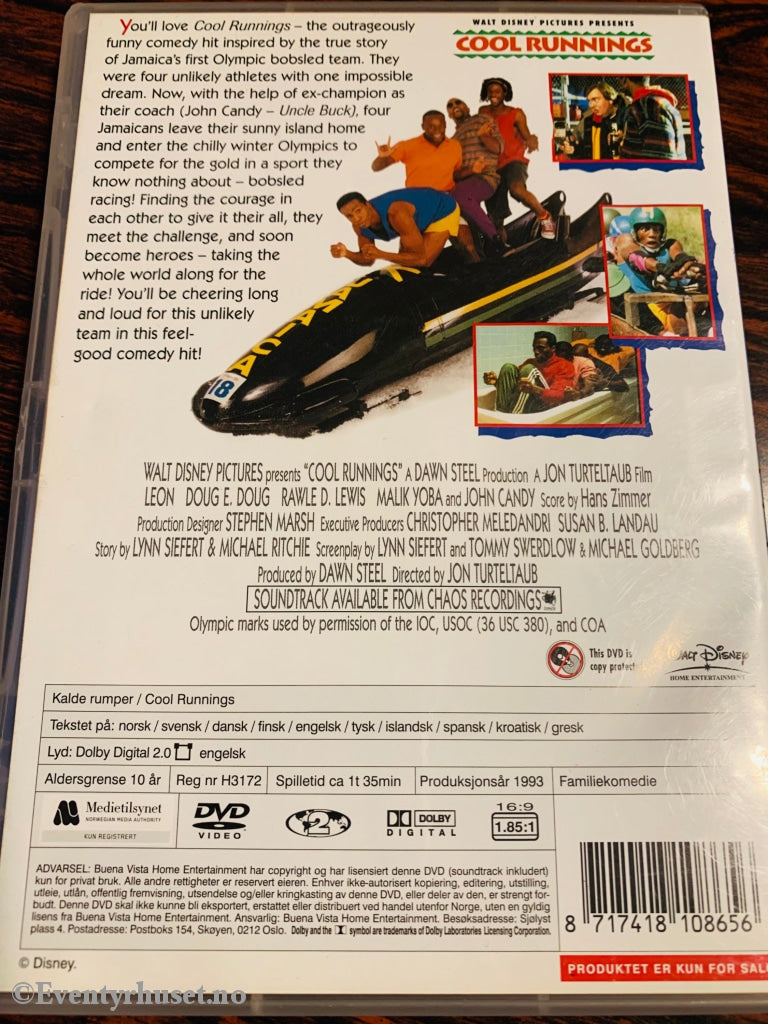 Disney Dvd. Cool Runnings (Kalde Rumper). 1993. Utgitt I Norge Med Norsk Tekst. Dvd