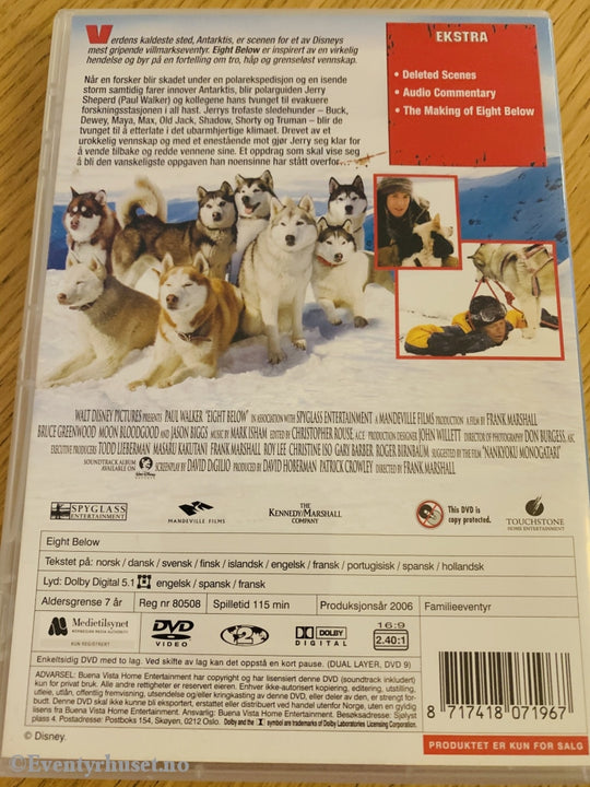 Disney Dvd. Eight Below - Et Antarktisk Eventyr. 2006. Dvd