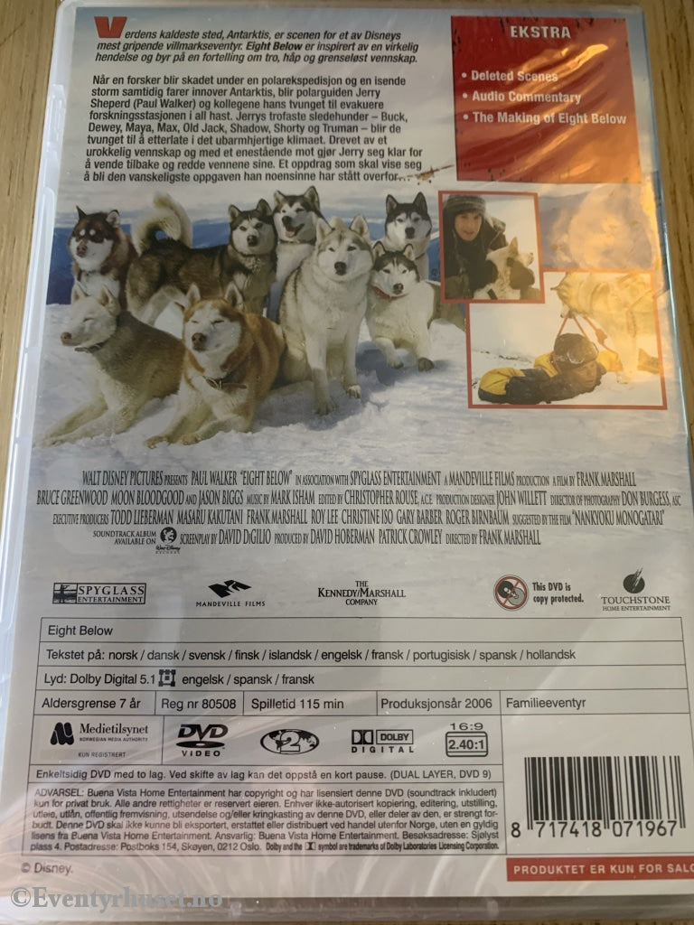 Disney Dvd. Eight Below - Et Antarktisk Eventyr. 2006. Ny I Plast! Dvd
