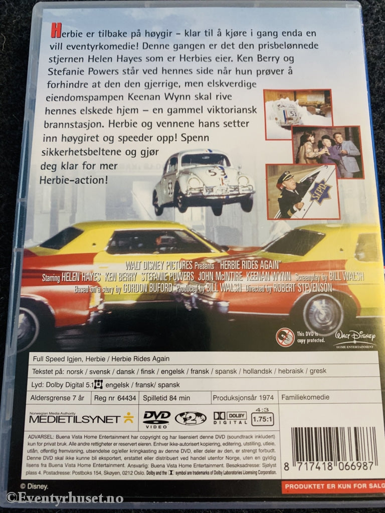 Disney Dvd. Full Speed Igjen Herbie! 1974. Dvd