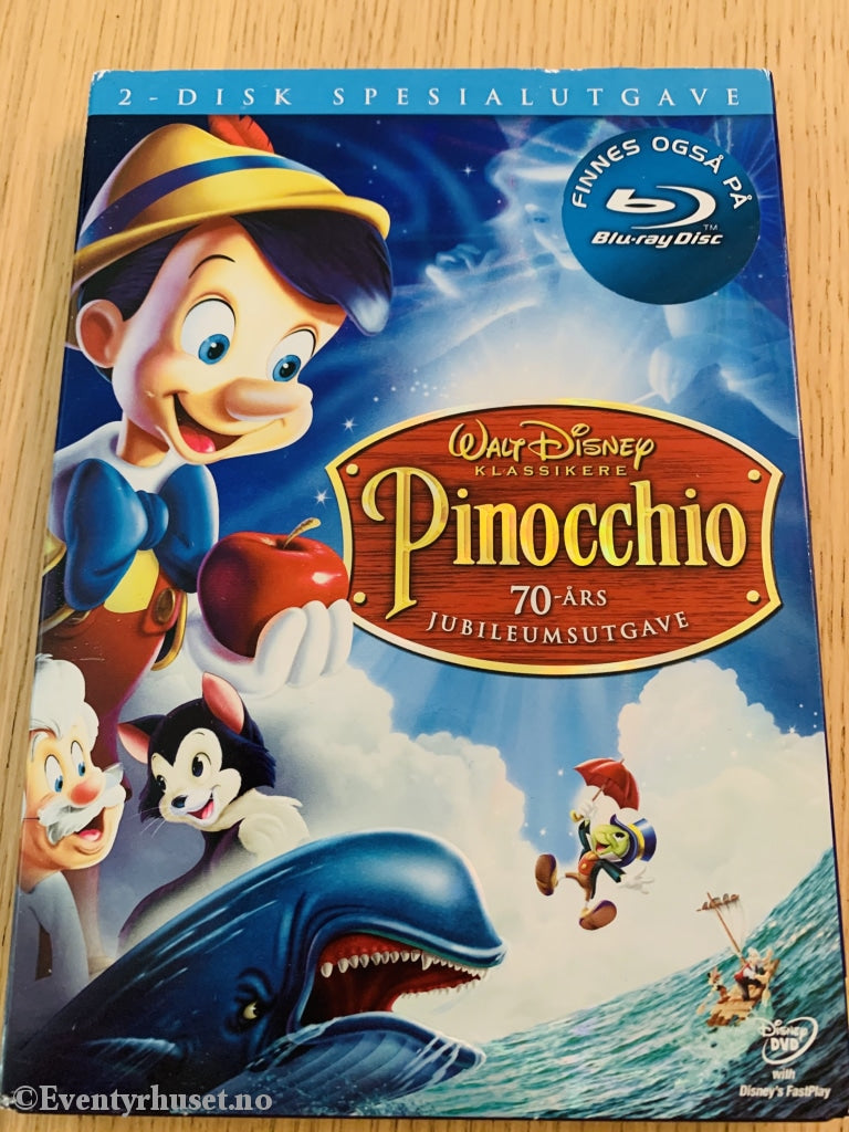 Disney Dvd Gullnummer 02. Pinocchio. 2-Disk Spesialutgave. Slipcase.