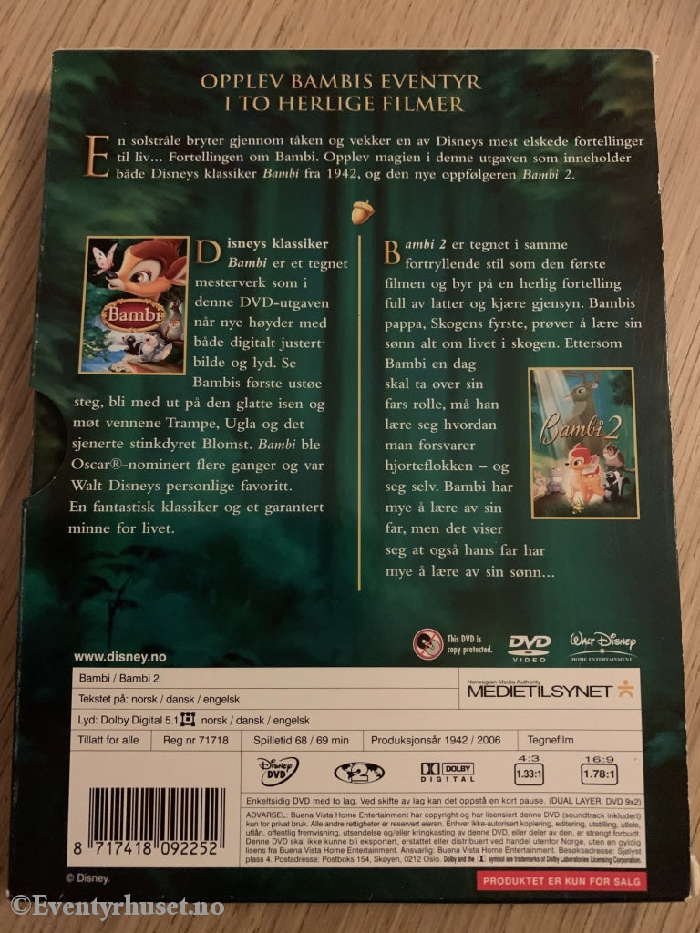 Disney Dvd Gullnummer 05. Bambi & 2.
