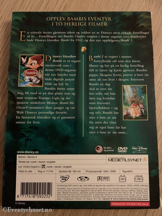 Disney Dvd Gullnummer 05. Bambi & 2.