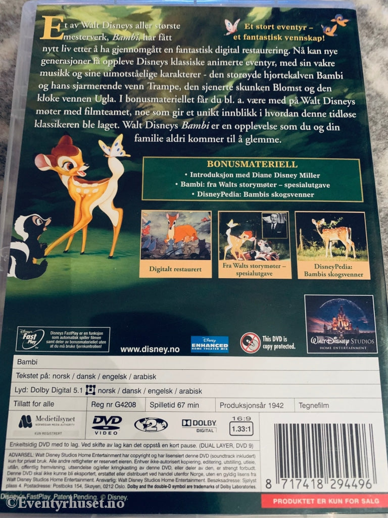 Disney Dvd Gullnummer 05. Bambi. Diamond Edition.