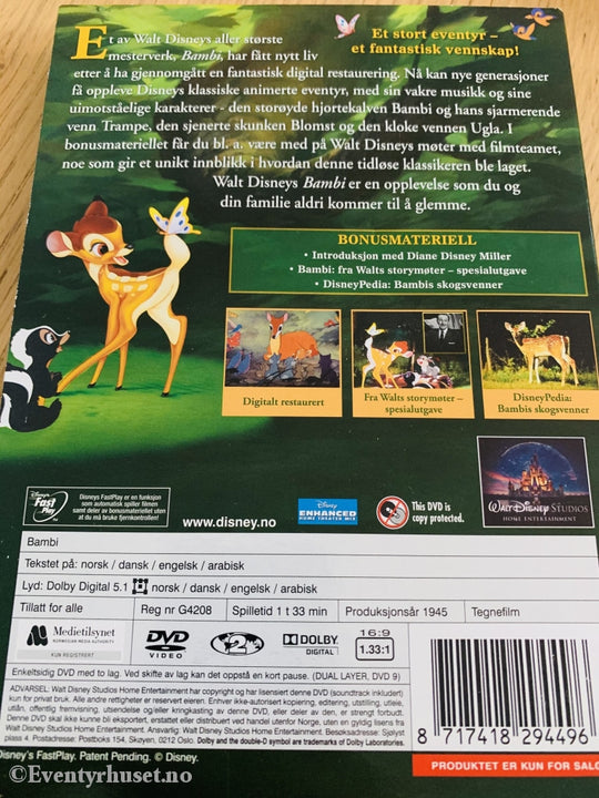 Disney Dvd Gullnummer 05. Bambi. Diamond Edition Slipcase.