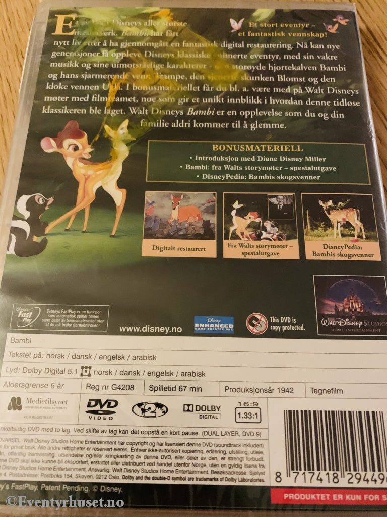 Disney Dvd Gullnummer 05. Bambi. Ny I Plast!