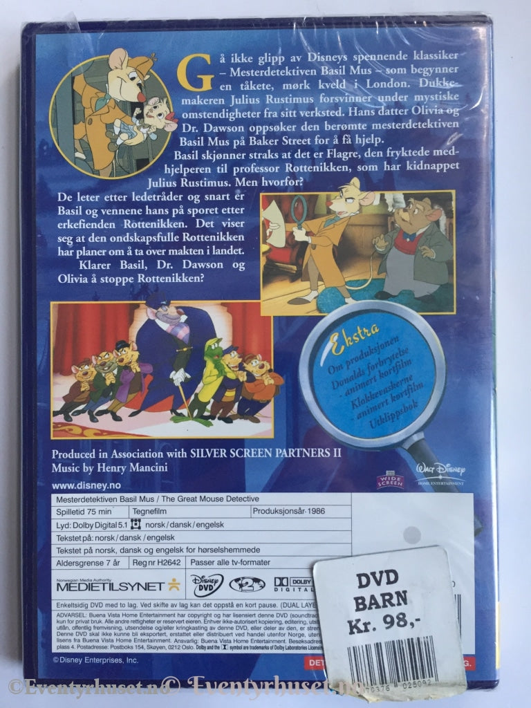 Disney Dvd. Mesterdetektiven Basil Mus. Dvd