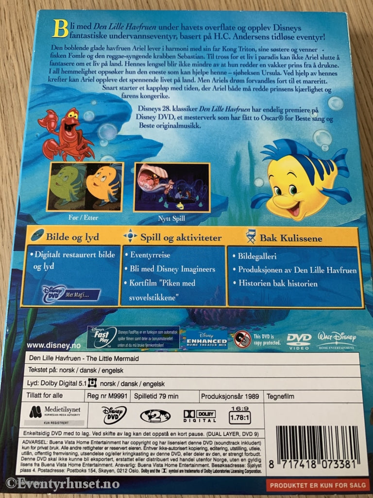 Disney Dvd Gullnummer 28. Den Lille Havfruen. Spesialutgave. Slipcase.