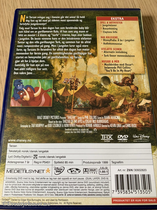 Disney Dvd. Gullnummer 37. Tarzan. 1999. Dvd