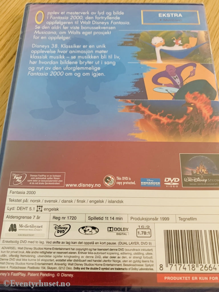 Disney Dvd Gullnummer 38. Fantasia 2000. Spesialversjon. 1999. Ny I Plast!