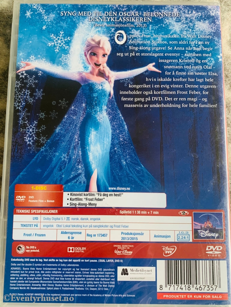 Disney Dvd Gullnummer 52. Frost - Sing Along Utgave. Dvd. Ny I Plast!
