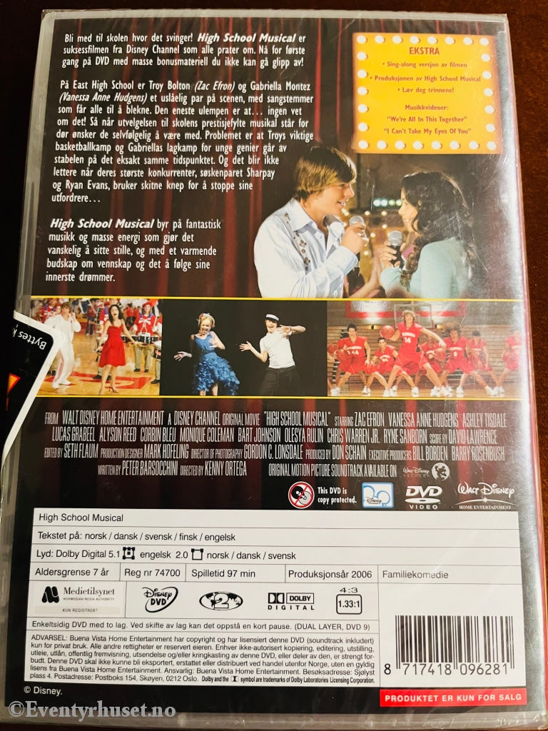 Disney Dvd. High School Musical. 2006. Ny I Plast! Dvd