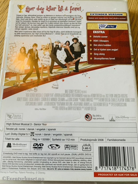 Disney Dvd. High School Musical 3. 2008. Dvd