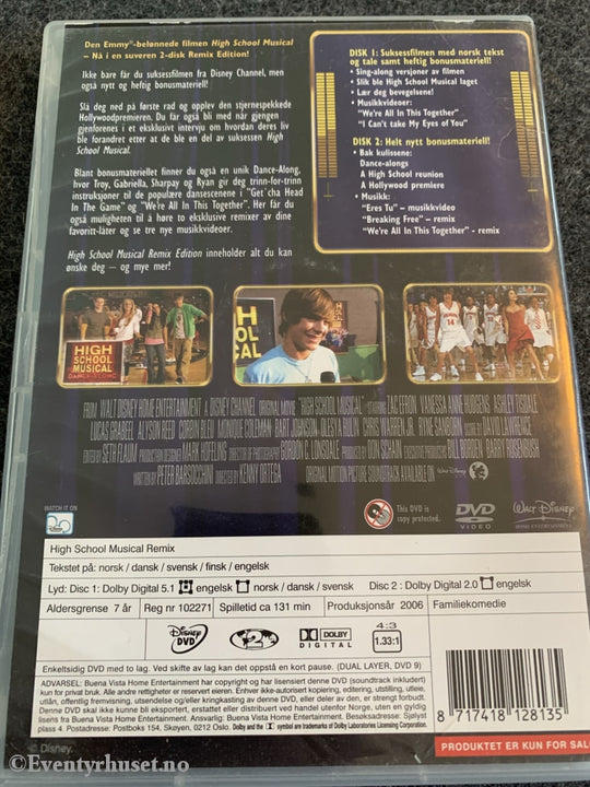 Disney Dvd. High School Musical. Remix. 2006. Dvd