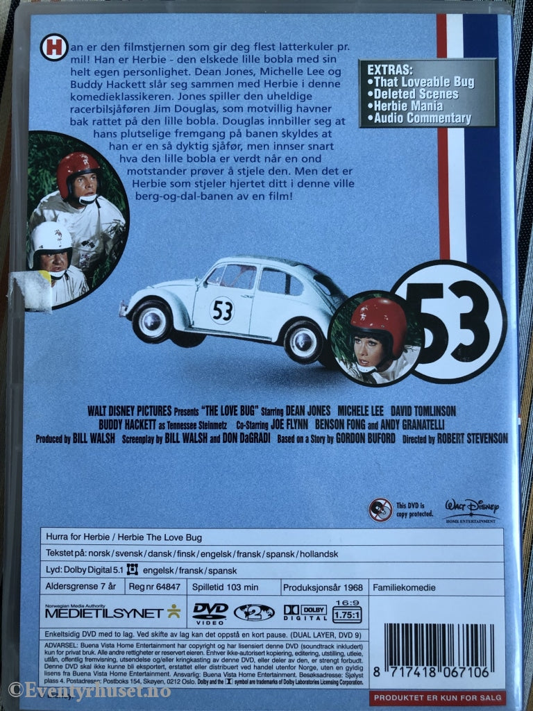 Disney Dvd. Hurra For Herbie. 1968. Dvd