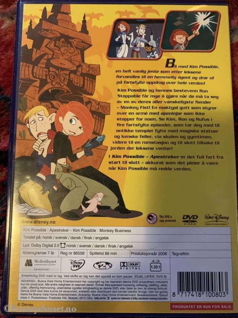 Disney Dvd. Kim Possible - Apestreker. 2006. Dvd