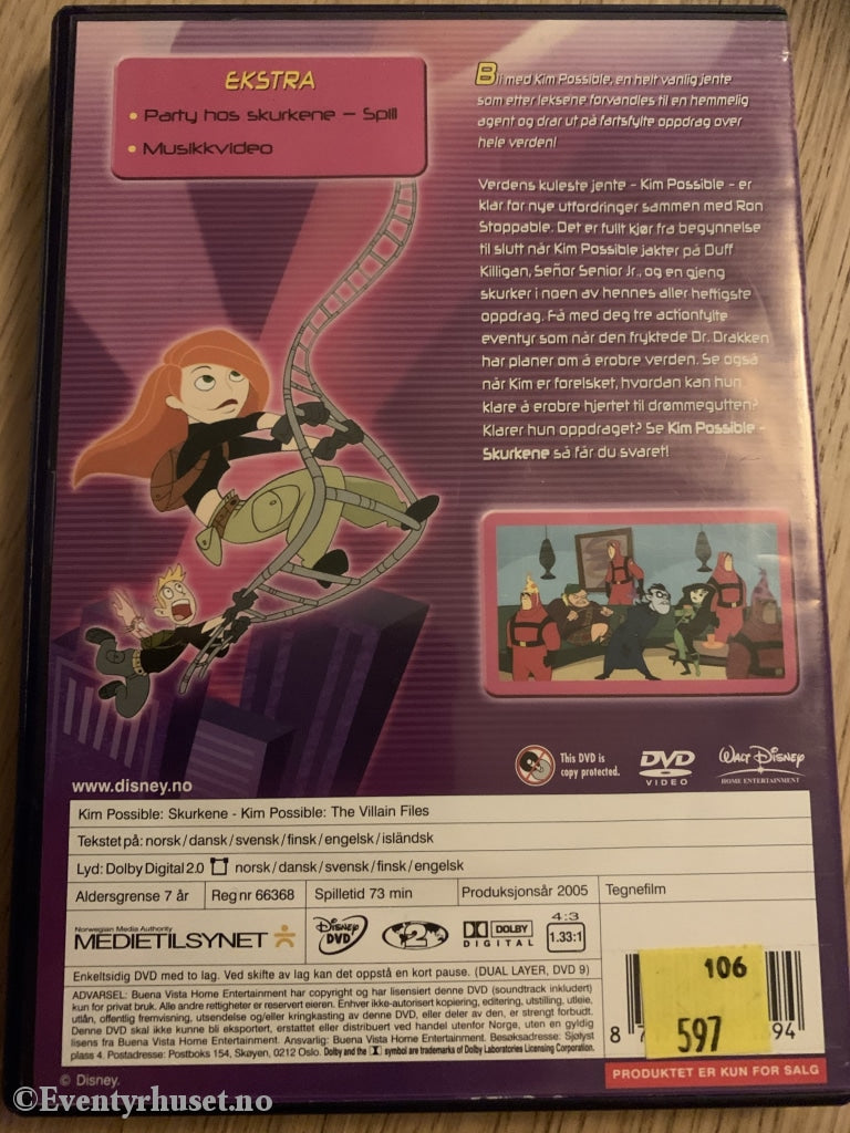 Disney Dvd. Kim Possible - Skurkene. 2005. Dvd